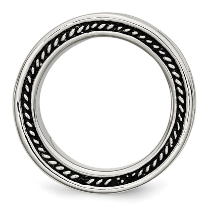 Stainless Steel Polished And Antiqued 9mm Band (Size 12 Only)