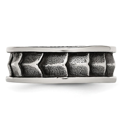 Stainless Steel Polished And Antiqued 9mm Band (Size 12 Only)