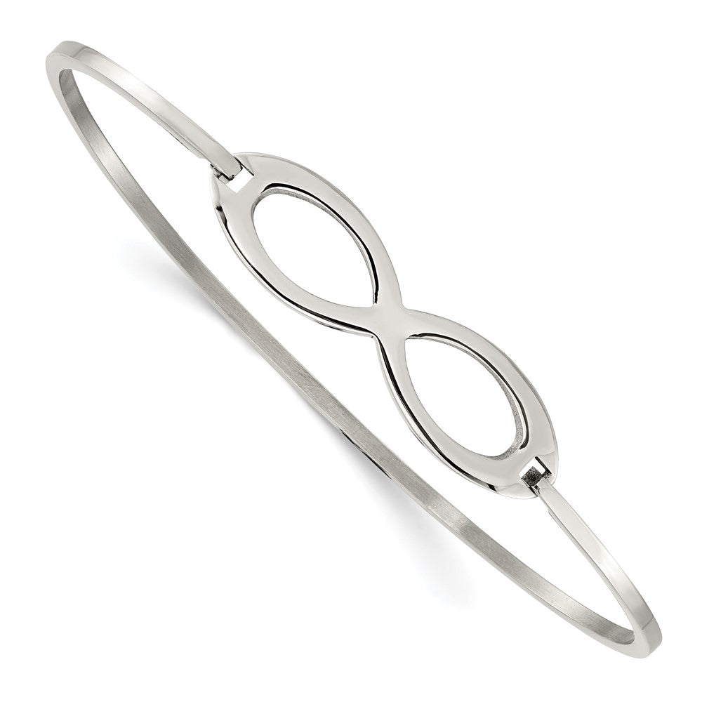 Stainless Steel Chisel Polished Infinity Symbol Bangle – goldia.com.au