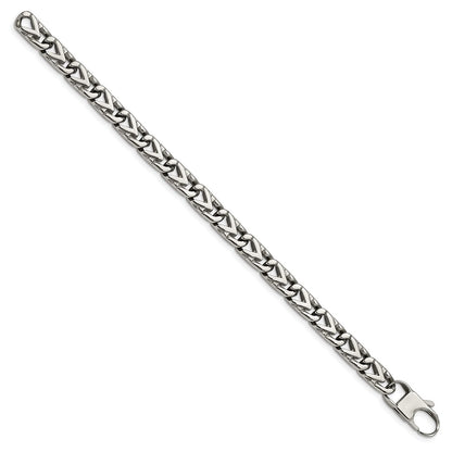 Stainless Steel Chisel Polished 8mm 8.5 Inch Fancy Link Bracelet