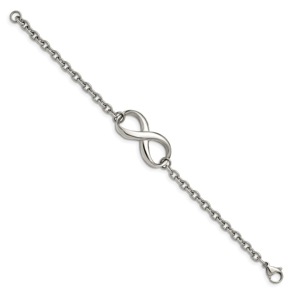 Stainless Steel Chisel Polished Infinity Symbol 7.5 Inch Bracelet