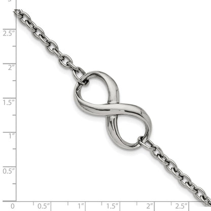 Stainless Steel Chisel Polished Infinity Symbol 7.5 Inch Bracelet