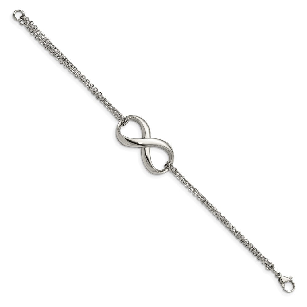 Stainless Steel Chisel Polished Infinity Symbol 7.5 Inch Multi-Strand Bracelet