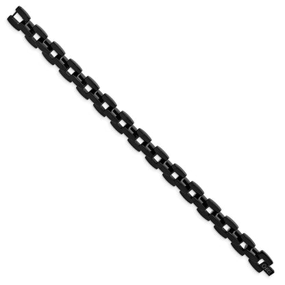 Stainless Steel Chisel Polished Black Ip-Plated 9 Inch Bracelet