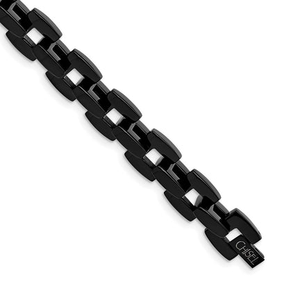 Stainless Steel Chisel Polished Black Ip-Plated 9 Inch Bracelet