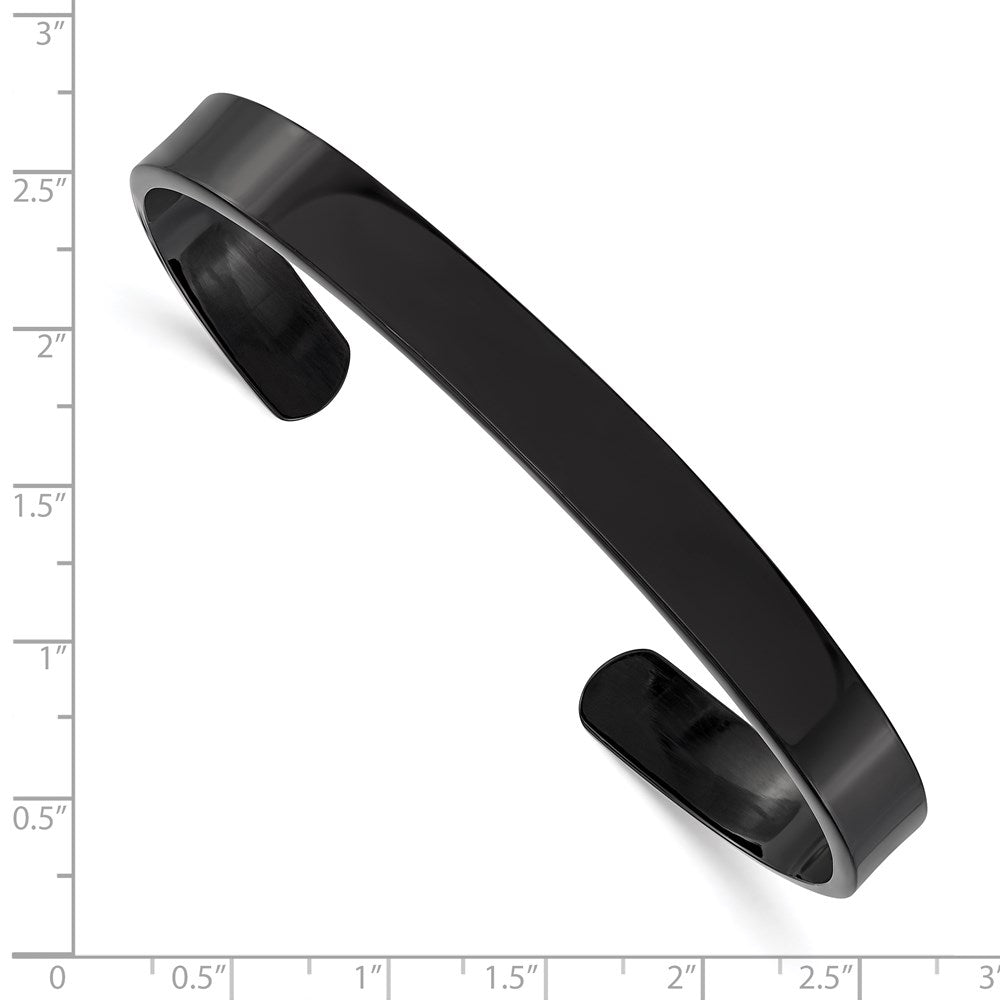 Stainless Steel Chisel Polished Black Ip-Plated 9mm Cuff Bangle