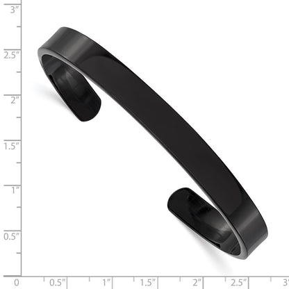 Stainless Steel Chisel Polished Black Ip-Plated 9mm Cuff Bangle