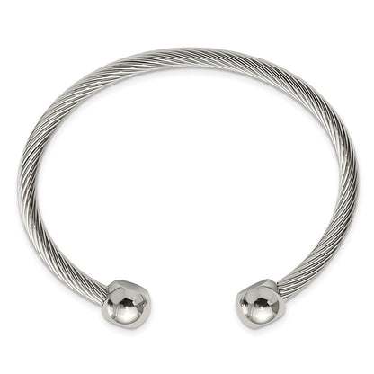Stainless Steel Chisel Polished Cuff Bangle
