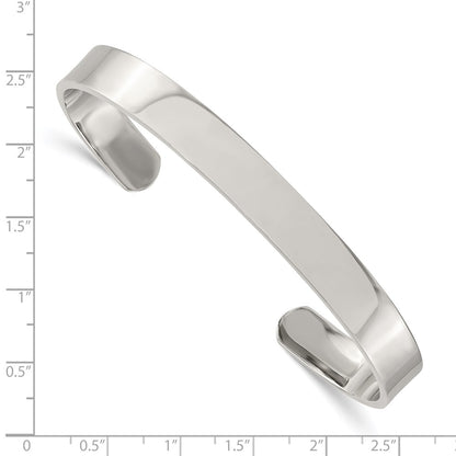 Stainless Steel Chisel Polished 9mm Cuff Bangle