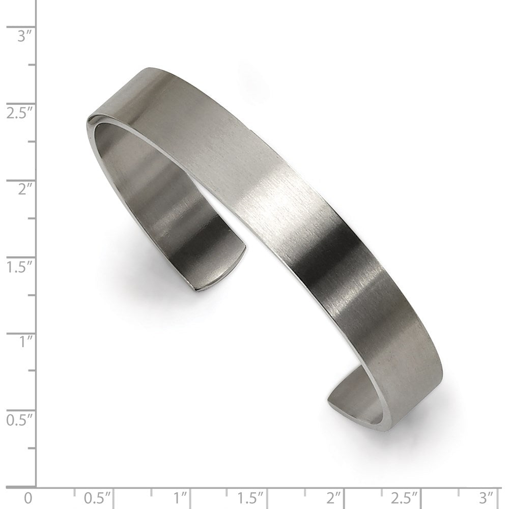 Stainless Steel Chisel Brushed 12mm Cuff Bangle