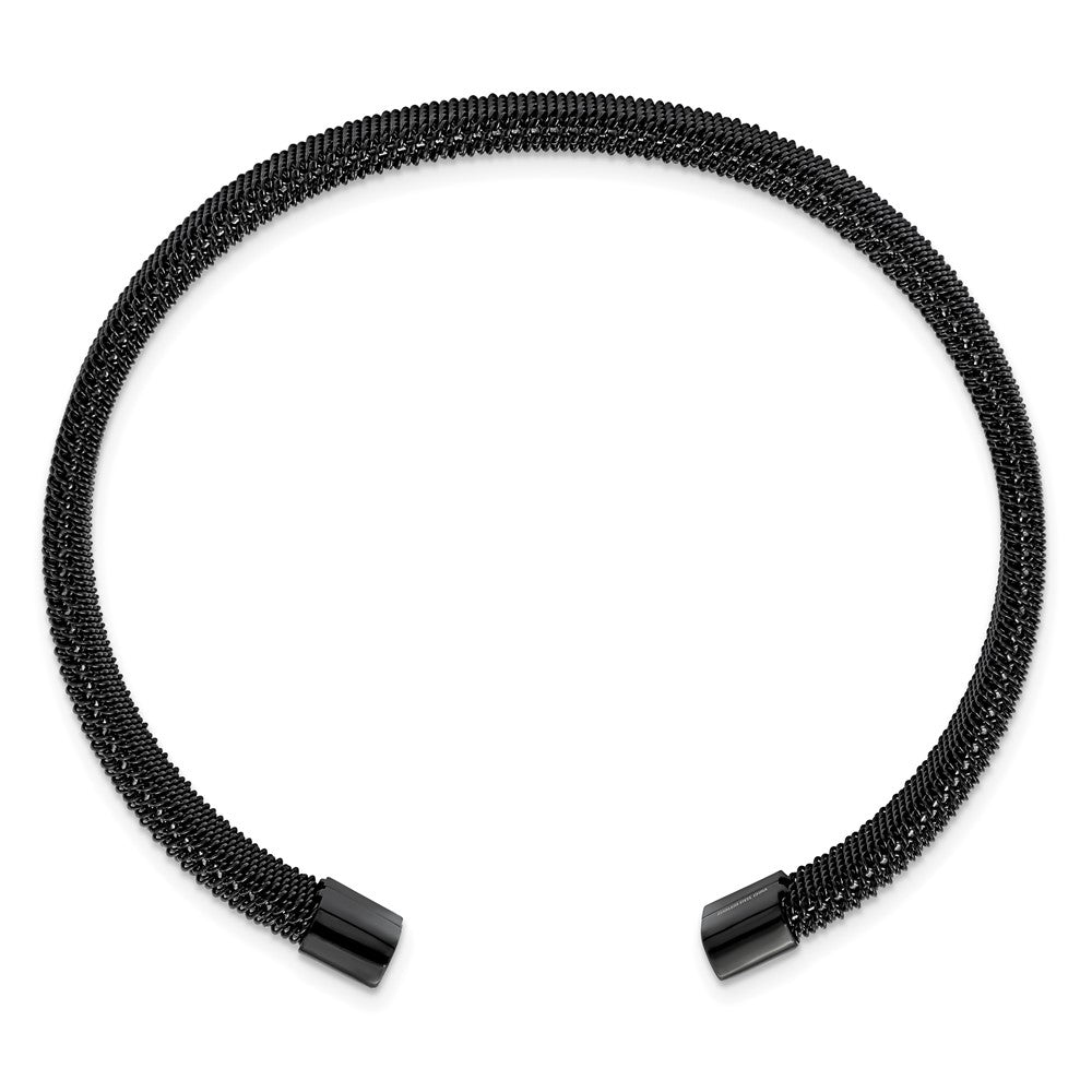 Stainless Steel Polished Black Ip-Plated Wire Mesh 8mm Cuff Bangle