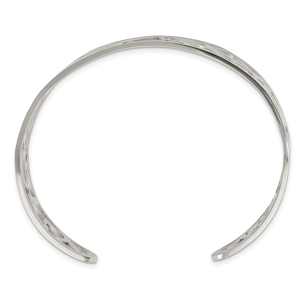 Stainless Steel Chisel Polished Rose Ip-Plated Hearts Cuff Bangle