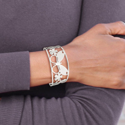 Stainless Steel Chisel Polished Butterfly Cuff Bangle