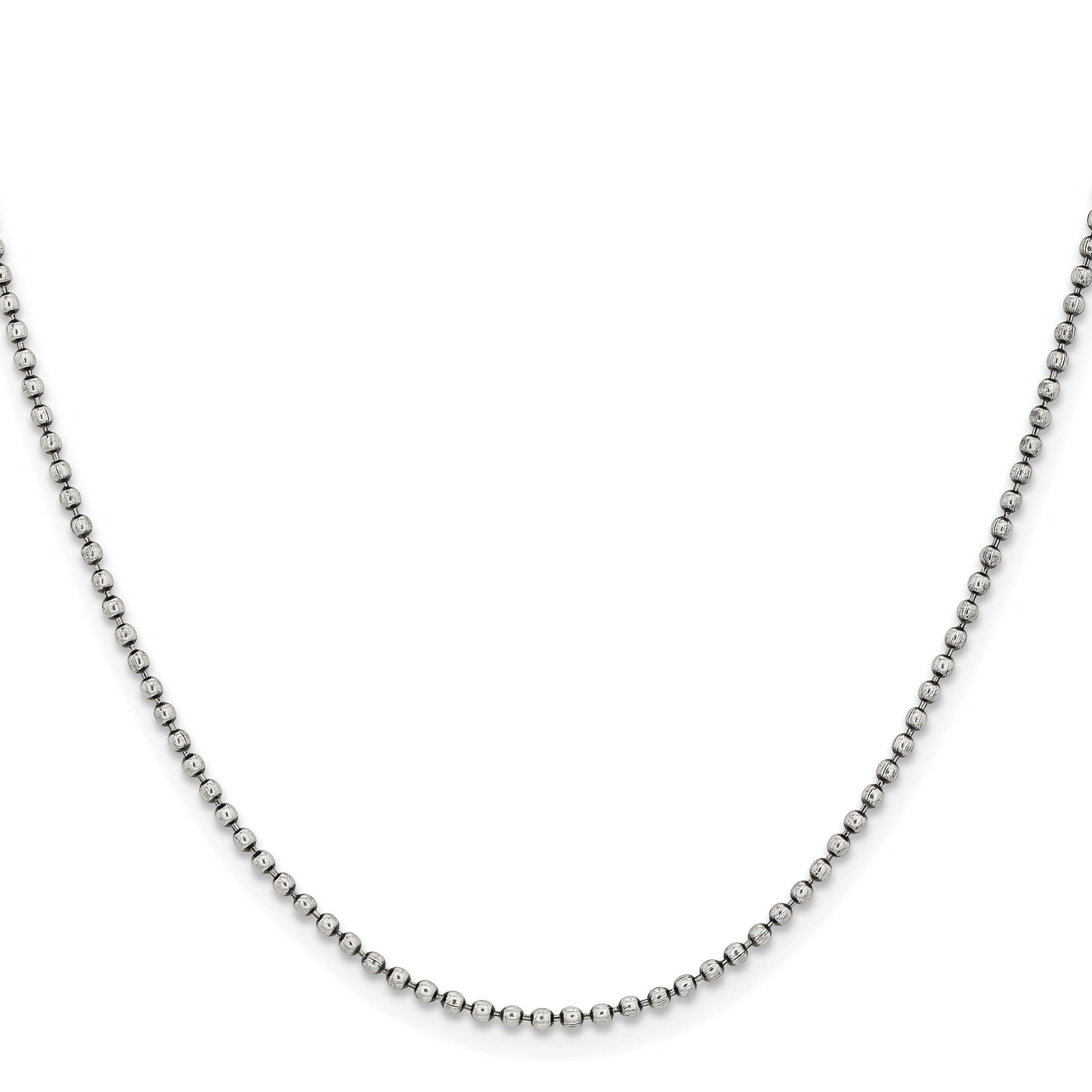 Stainless Steel Chisel Antiqued 2mm 18 Inch Beaded Ball Chain Necklace