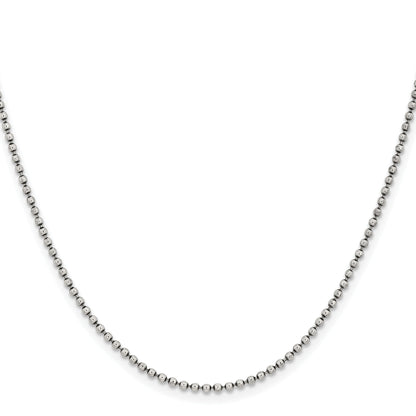 Stainless Steel Chisel Antiqued 2mm 20 Inch Beaded Ball Chain Necklace