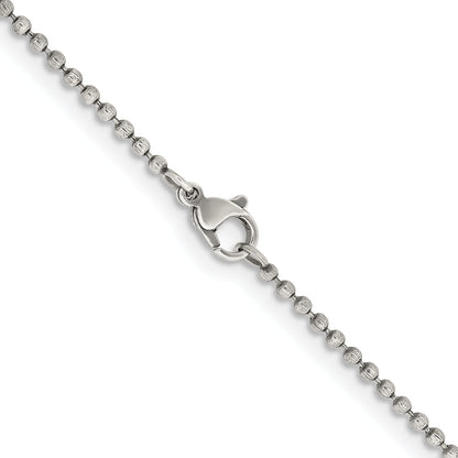 Stainless Steel Chisel Antiqued 2mm 22 Inch Beaded Ball Chain Necklace