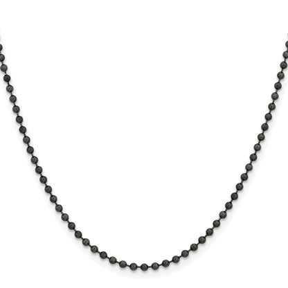 Stainless Steel Chisel Antiqued 2.4mm 20 Inch Beaded Ball Chain Necklace