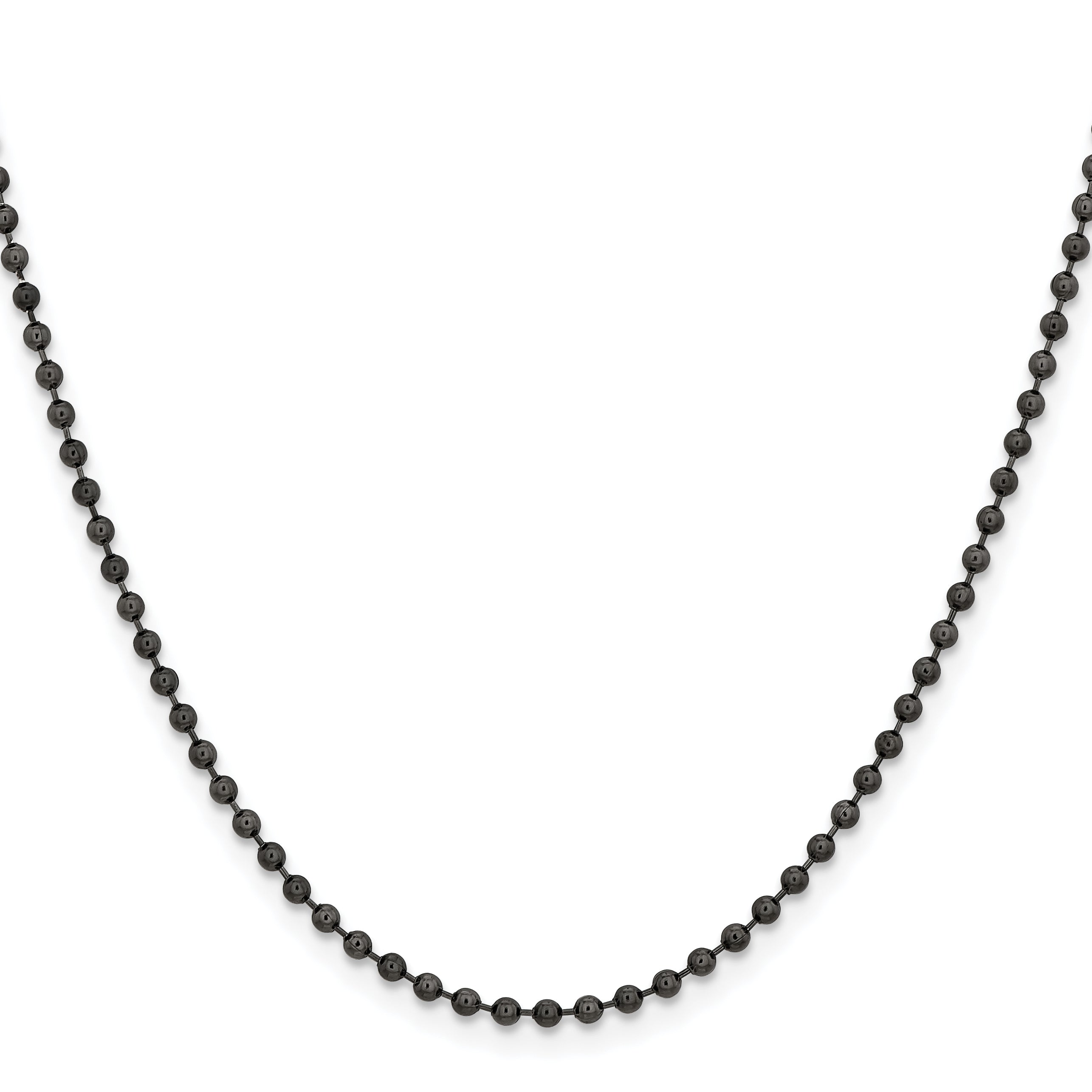 Stainless Steel Chisel Antiqued 2.4mm 30 Inch Beaded Ball Chain Necklace