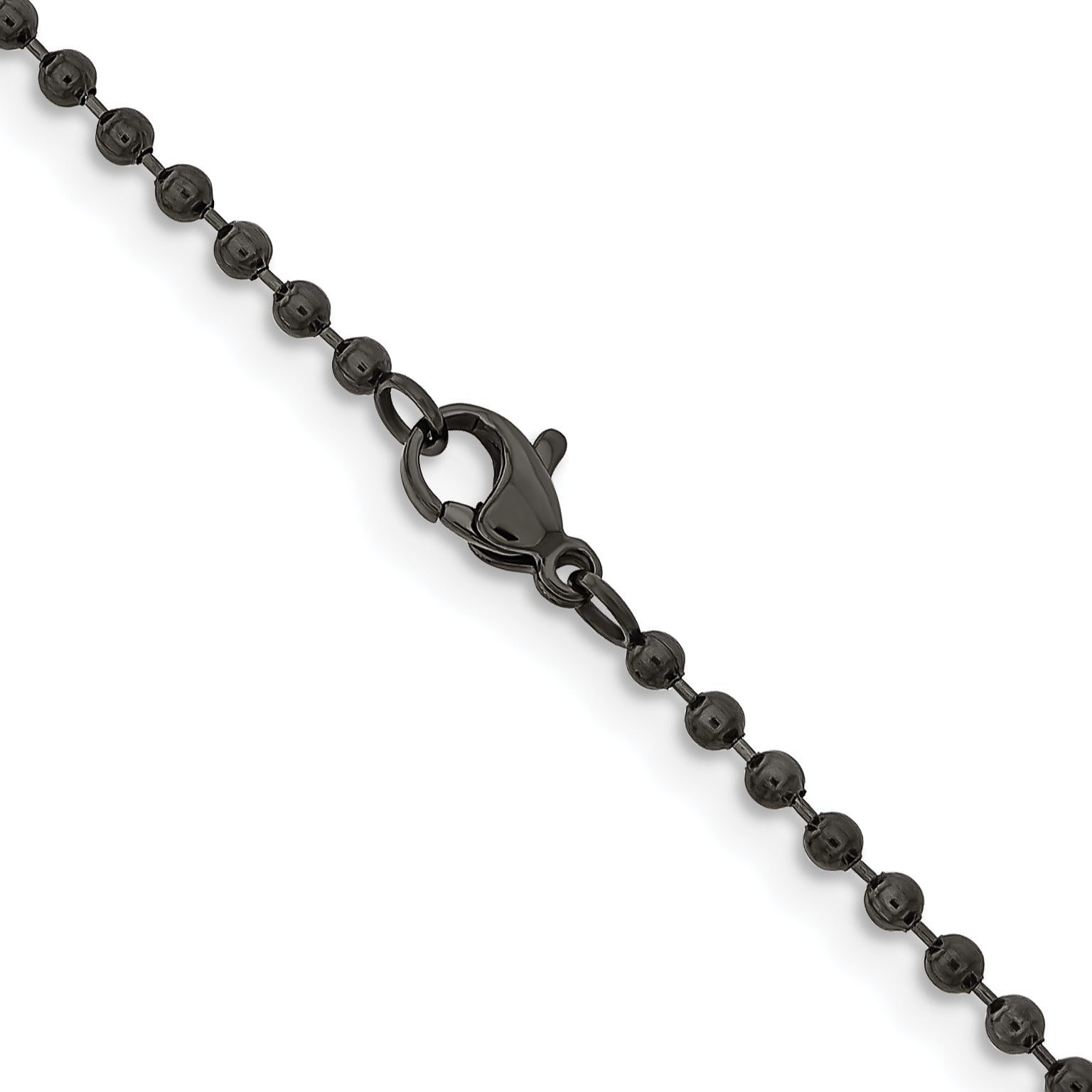 Stainless Steel Chisel Antiqued 2.4mm 20 Inch Beaded Ball Chain Necklace