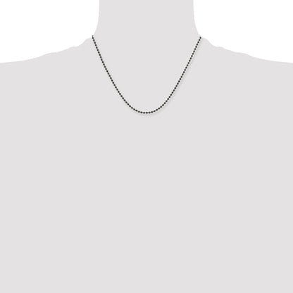 Stainless Steel Chisel Antiqued 2.4mm 18 Inch Beaded Ball Chain Necklace