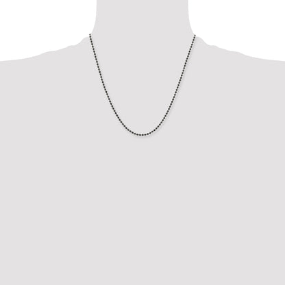 Stainless Steel Chisel Antiqued 2.4mm 20 Inch Beaded Ball Chain Necklace