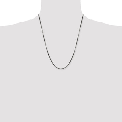 Stainless Steel Chisel Antiqued 2.4mm 22 Inch Beaded Ball Chain Necklace