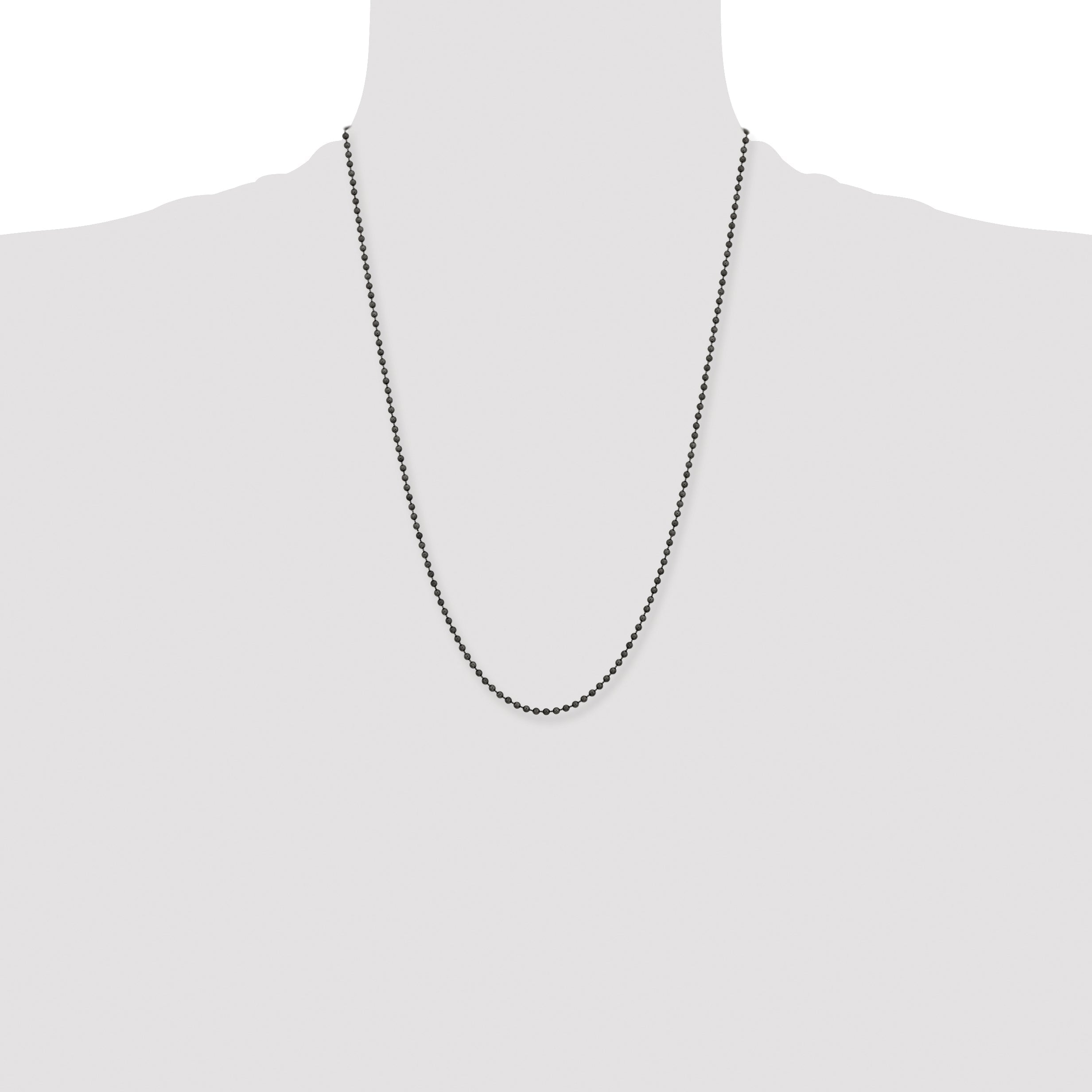 Stainless Steel Chisel Antiqued 2.4mm 24 Inch Beaded Ball Chain Necklace