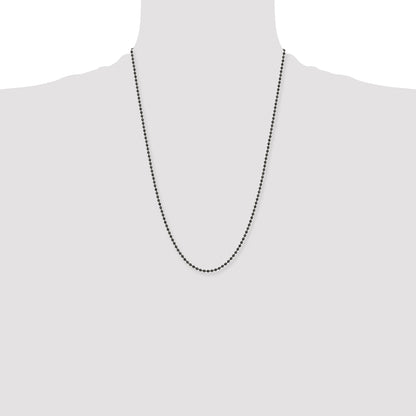 Stainless Steel Chisel Antiqued 2.4mm 24 Inch Beaded Ball Chain Necklace
