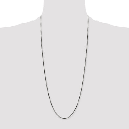Stainless Steel Chisel Antiqued 2.4mm 30 Inch Beaded Ball Chain Necklace