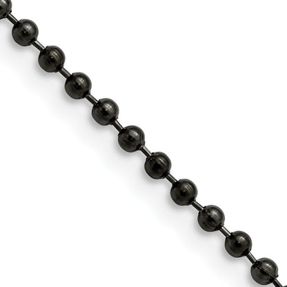 Stainless Steel Chisel Antiqued 2.4mm 20 Inch Beaded Ball Chain Necklace