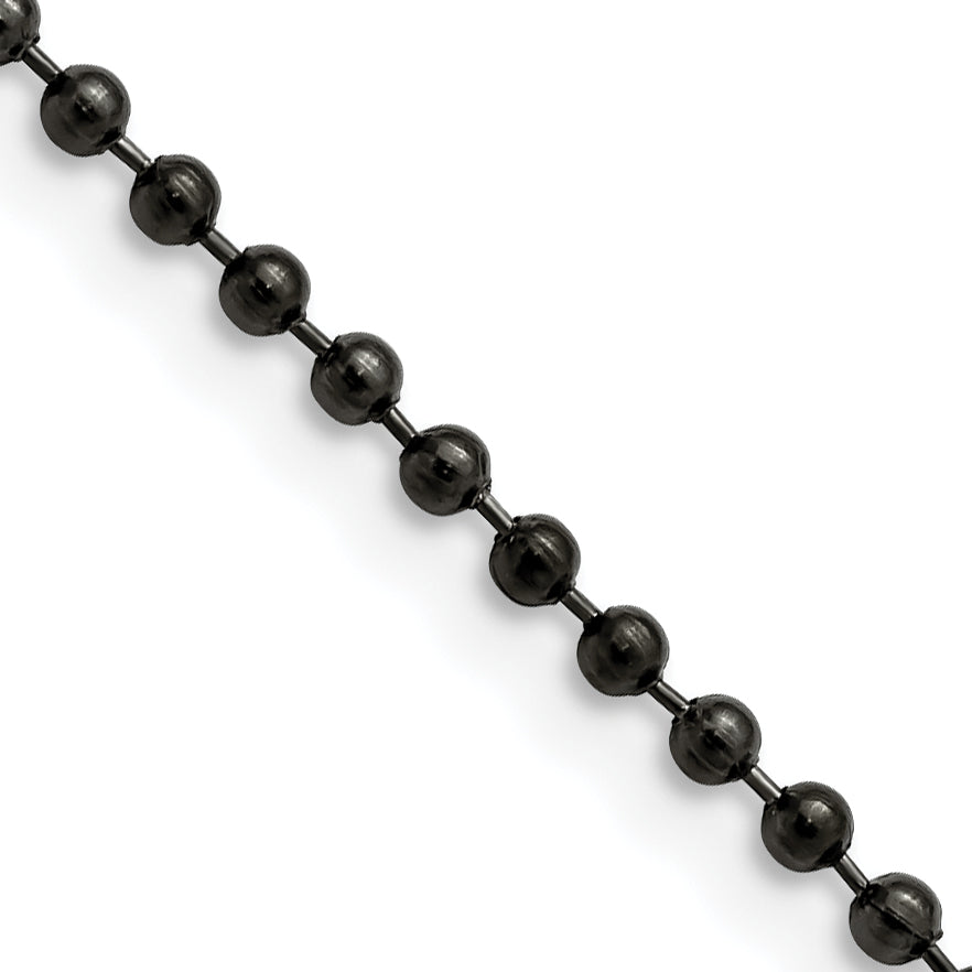 Stainless Steel Chisel Antiqued 2.4mm 30 Inch Beaded Ball Chain Necklace