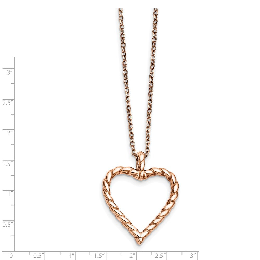 Stainless Steel Polished Pink Ip-Plated Twisted Heart Necklace