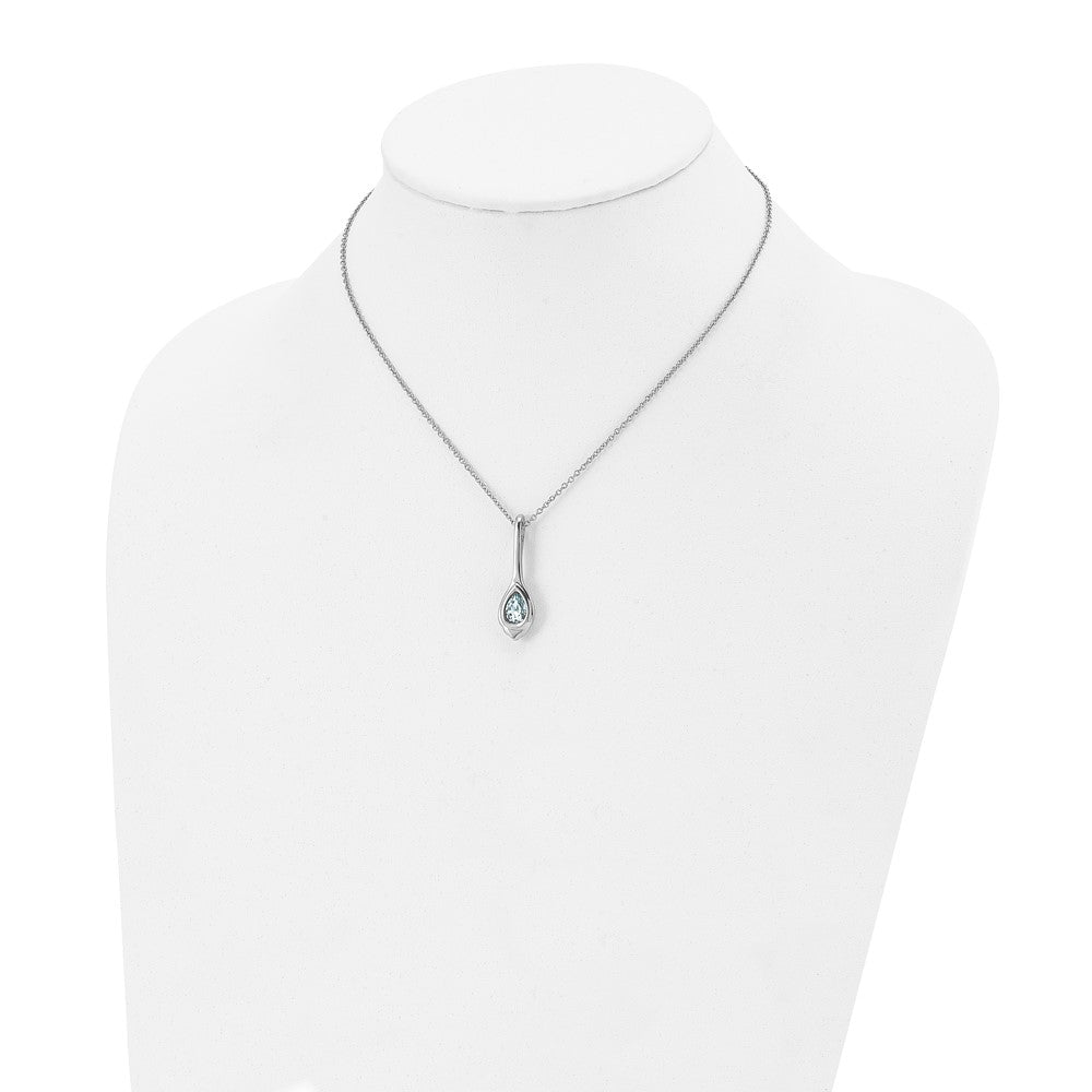 Stainless Steel Chisel Polished Blue Glass Teardrop Pendant On A 17.75 Inch Cable Chain With 2 Extension Necklace