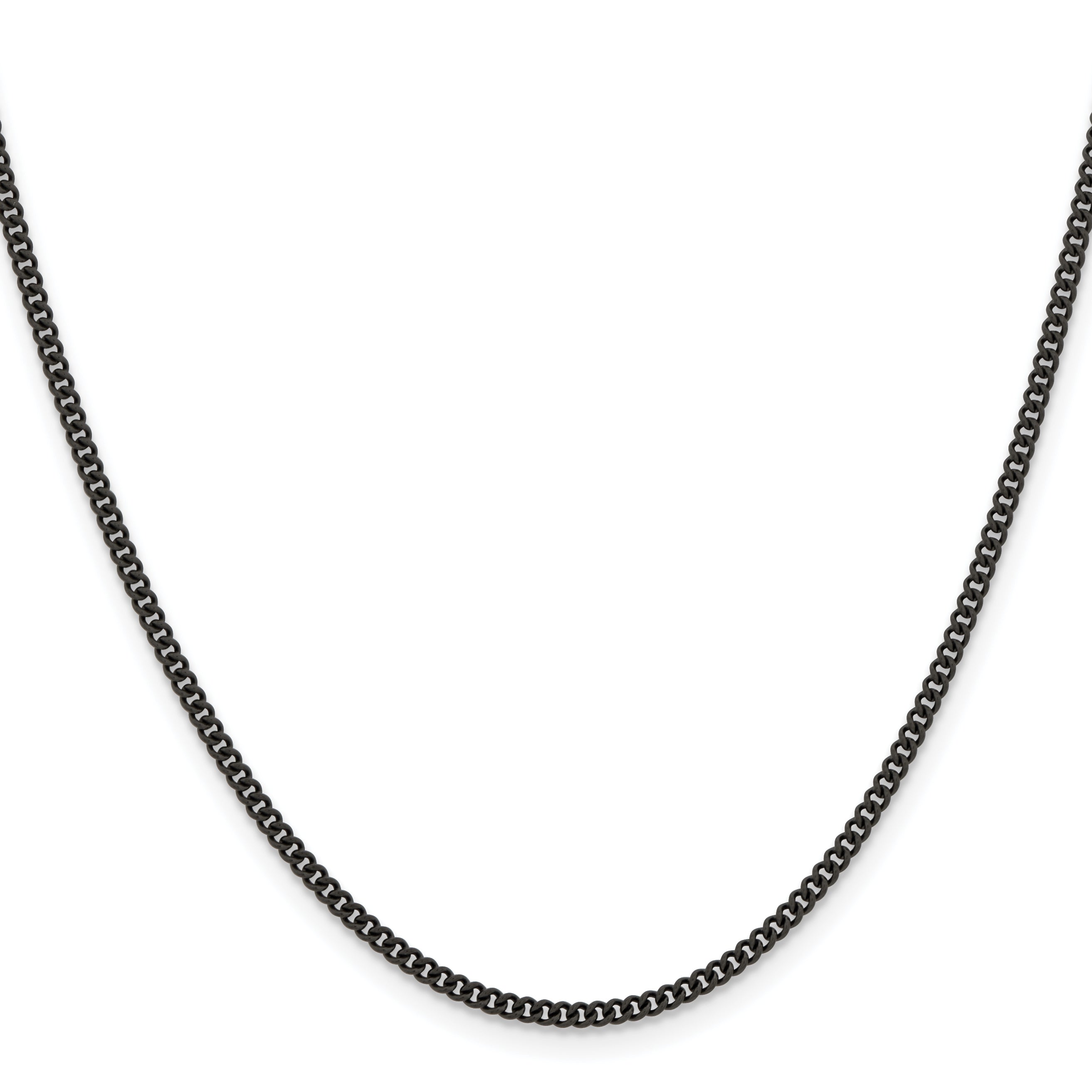 Stainless Steel Chisel Polished Black Ip-Plated 2.25mm Round Curb Chain Necklace
