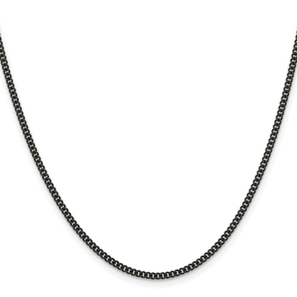 Stainless Steel Chisel Polished Black Ip-Plated 2.25mm Round Curb Chain Necklace