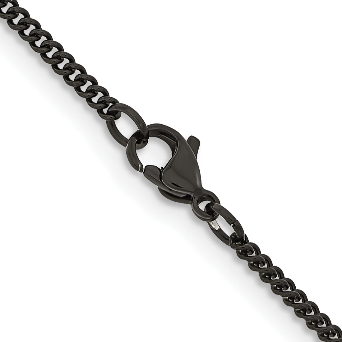 Stainless Steel Chisel Polished Black Ip-Plated 2.25mm Round Curb Chain Necklace