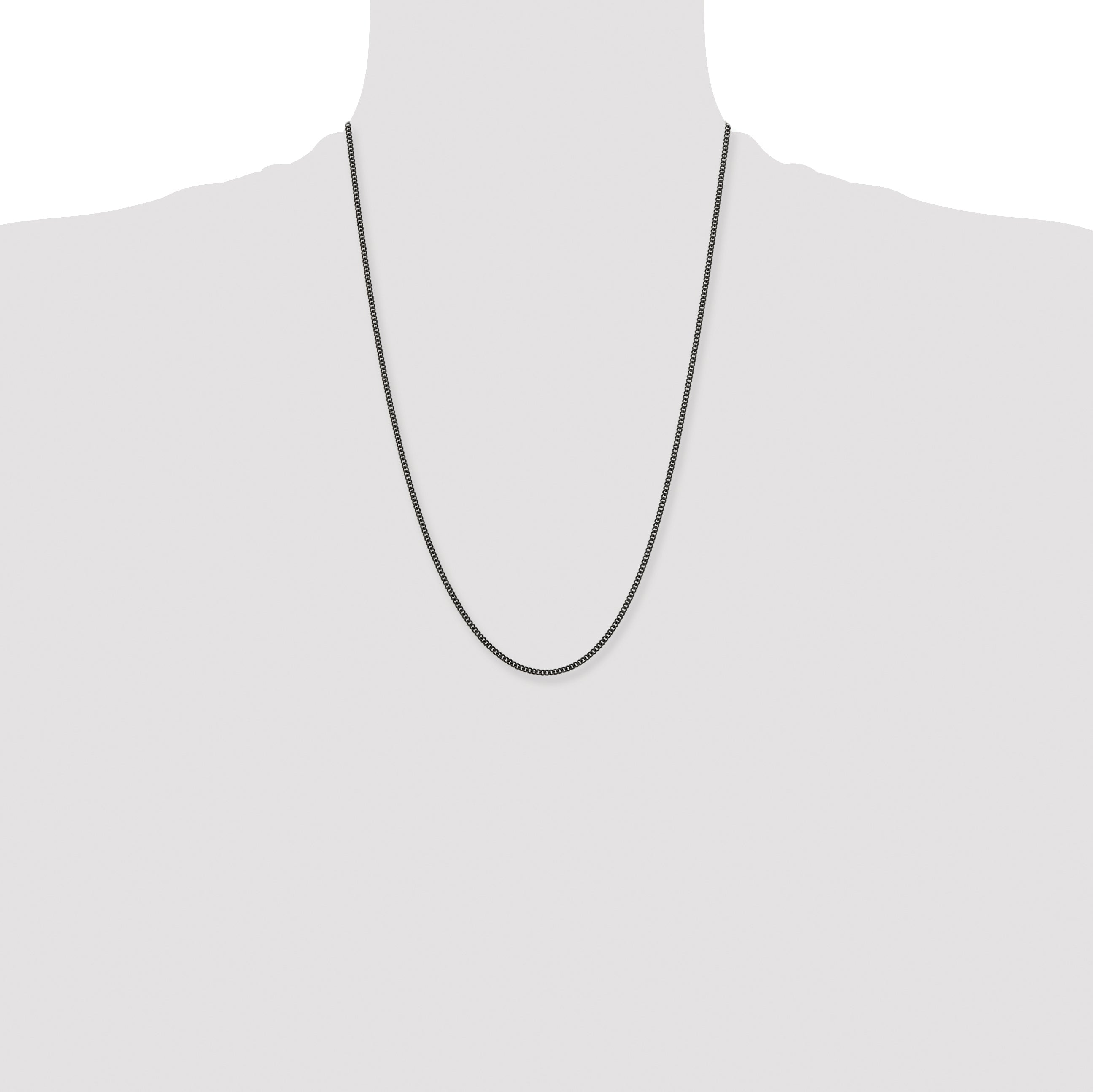 Stainless Steel Chisel Polished Black Ip-Plated 2.25mm Round Curb Chain Necklace