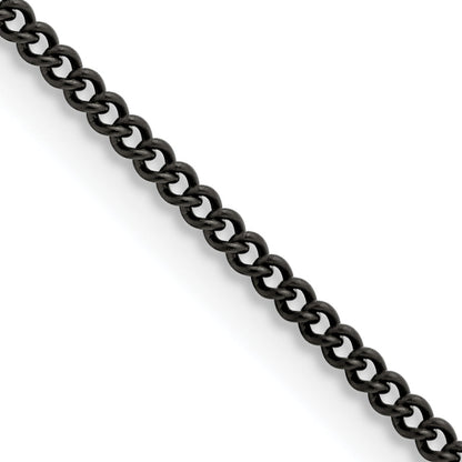 Stainless Steel Chisel Polished Black Ip-Plated 2.25mm Round Curb Chain Necklace