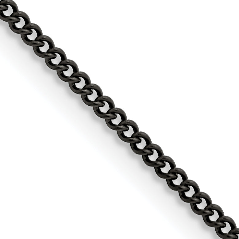 Stainless Steel Chisel Polished Black Ip-Plated 2.25mm Round Curb Chain Necklace