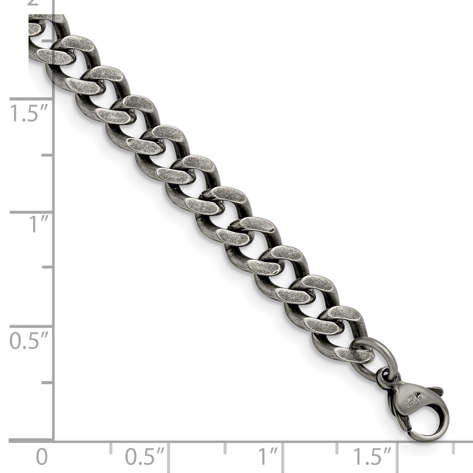 Stainless Steel Chisel Oxidized 7.5mm Curb Chain Bracelet
