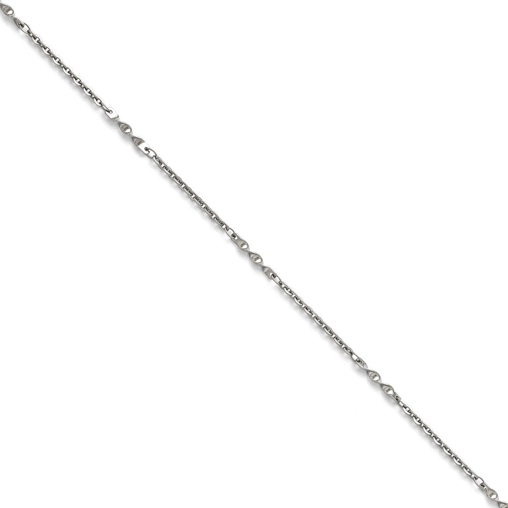9.5 Inch Stainless Steel Polished Fancy Link Chain Anklet