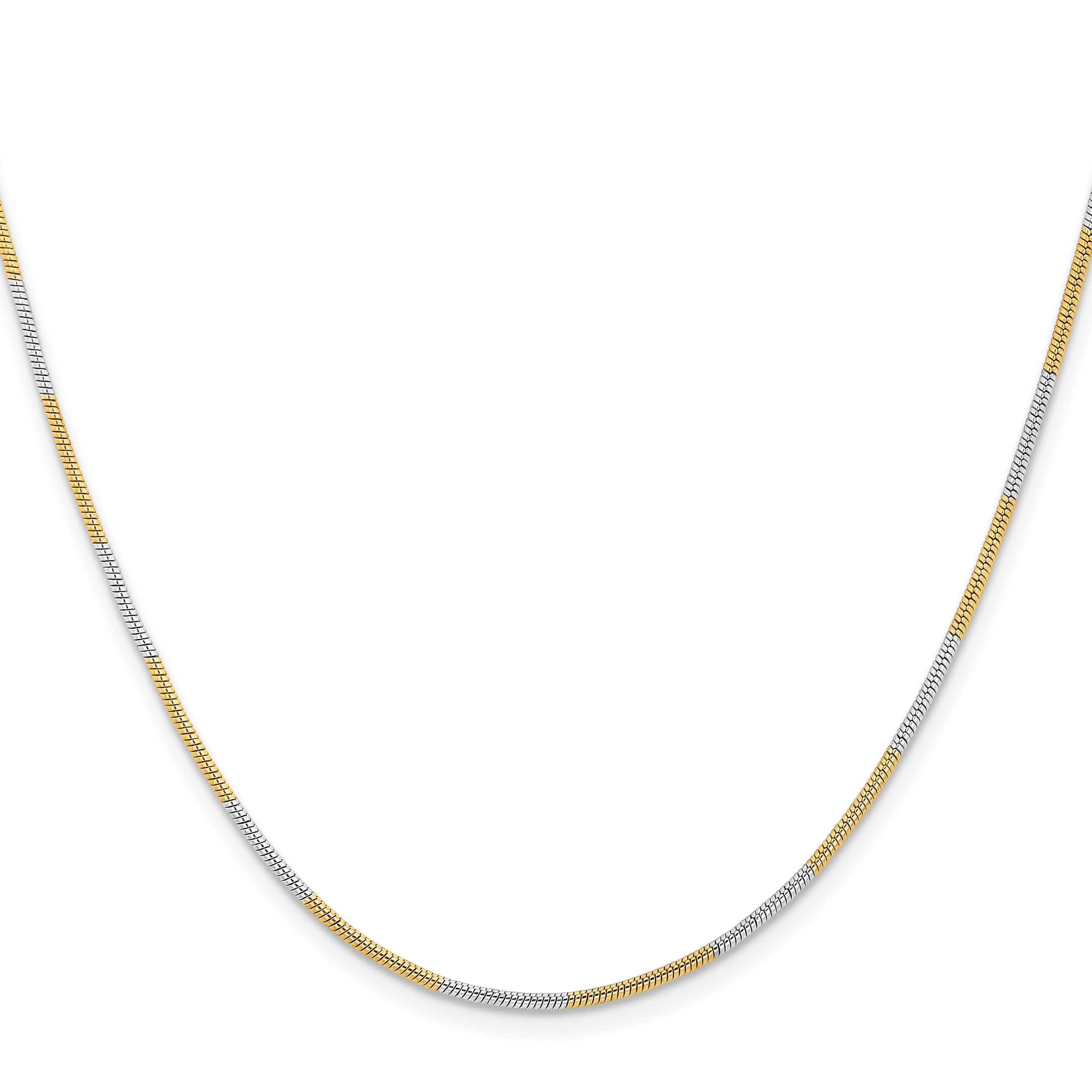 Brass/White Chisel Two-Tone Brass 1.00mm 18 Inch Snake Chain Necklace
