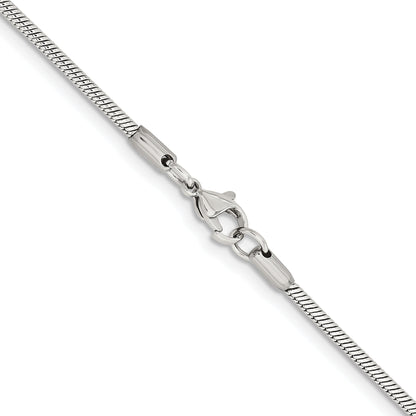 Stainless Steel Chisel Polished 2mm 18 Inch Snake Chain Necklace