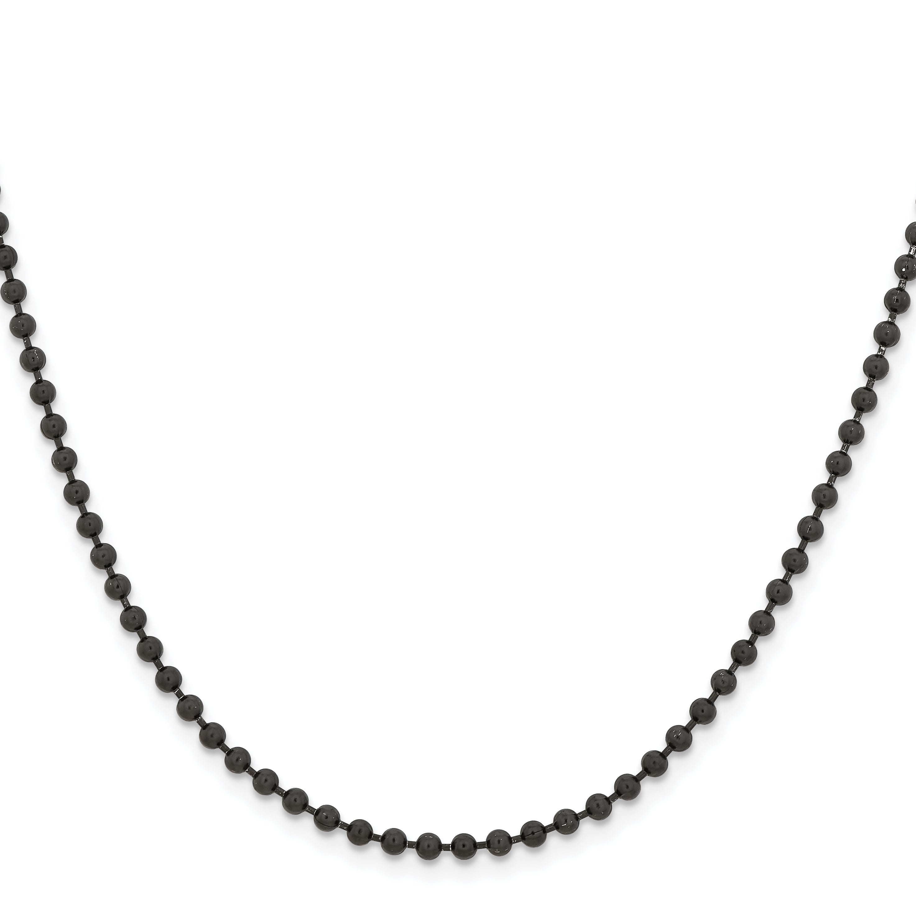 Stainless Steel Chisel Polished Black Ip-Plated 3mm Ball Chain Necklace