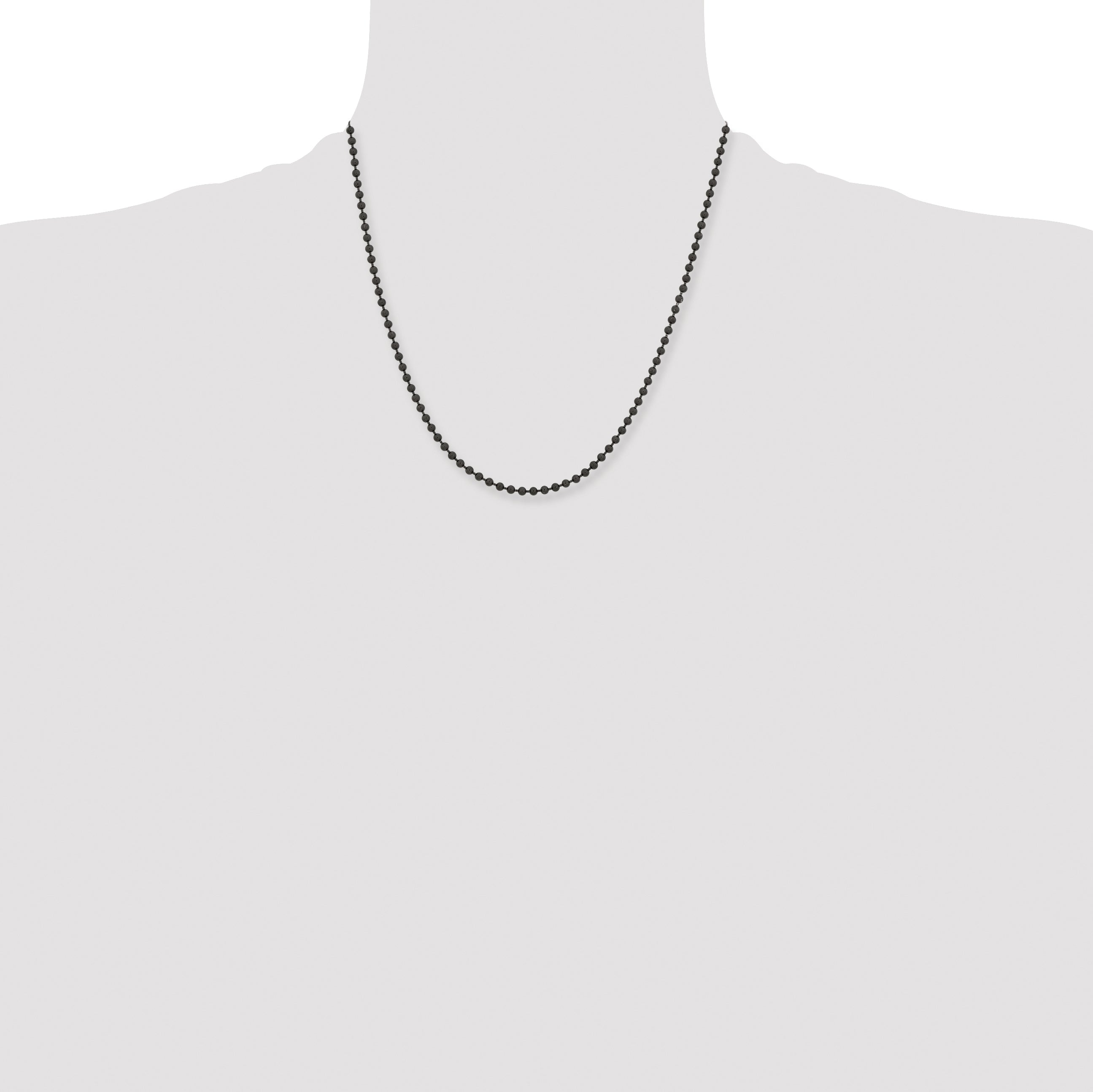 Stainless Steel Chisel Polished Black Ip-Plated 3mm Ball Chain Necklace