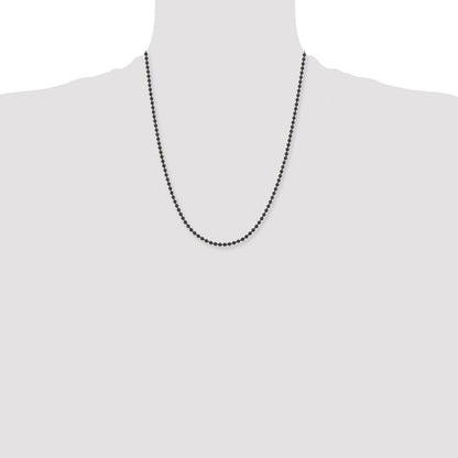 Stainless Steel Chisel Polished Black Ip-Plated 3mm Ball Chain Necklace