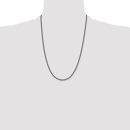 Stainless Steel Chisel Polished Black Ip-Plated 3mm Ball Chain Necklace