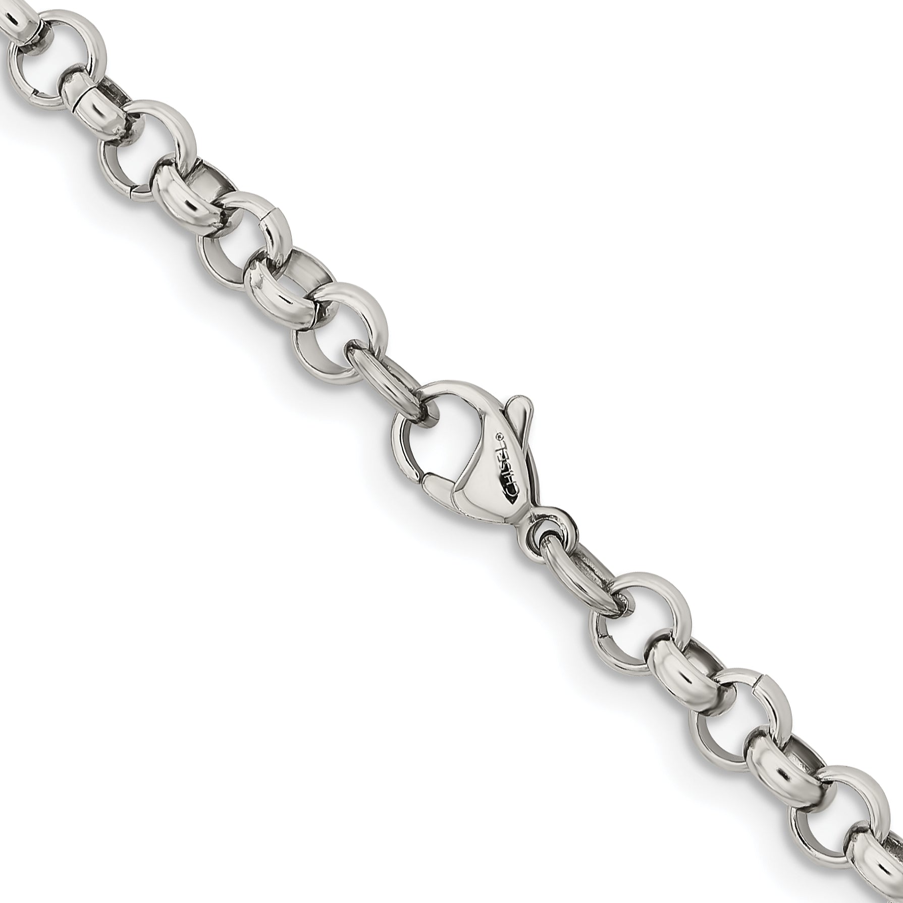 Stainless Steel Chisel Polished 6mm 36 Inch Rolo Chain Necklace