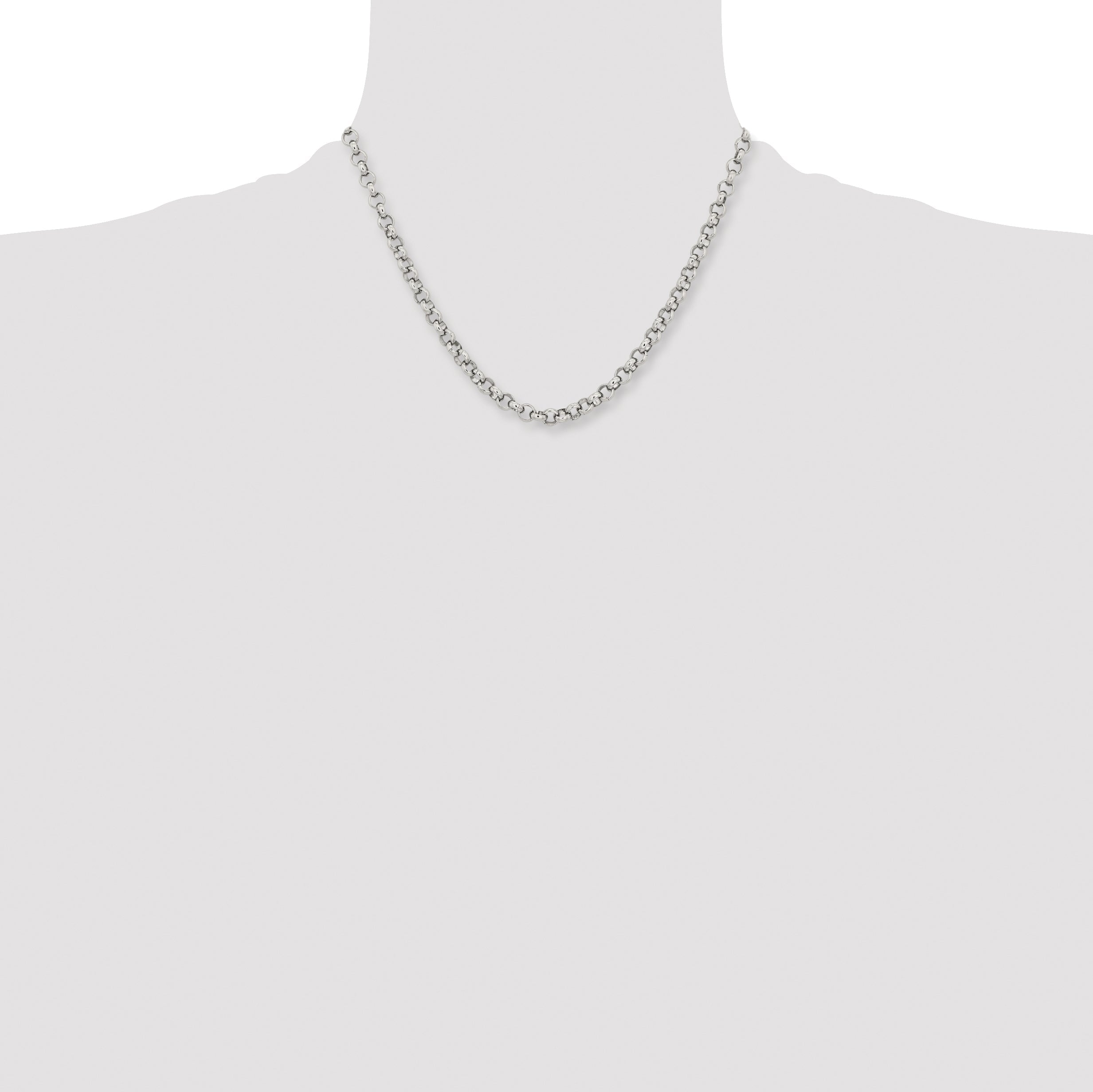 Stainless Steel Chisel Polished 6mm 18 Inch Rolo Chain Necklace