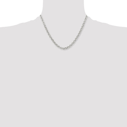 Stainless Steel Chisel Polished 6mm 18 Inch Rolo Chain Necklace